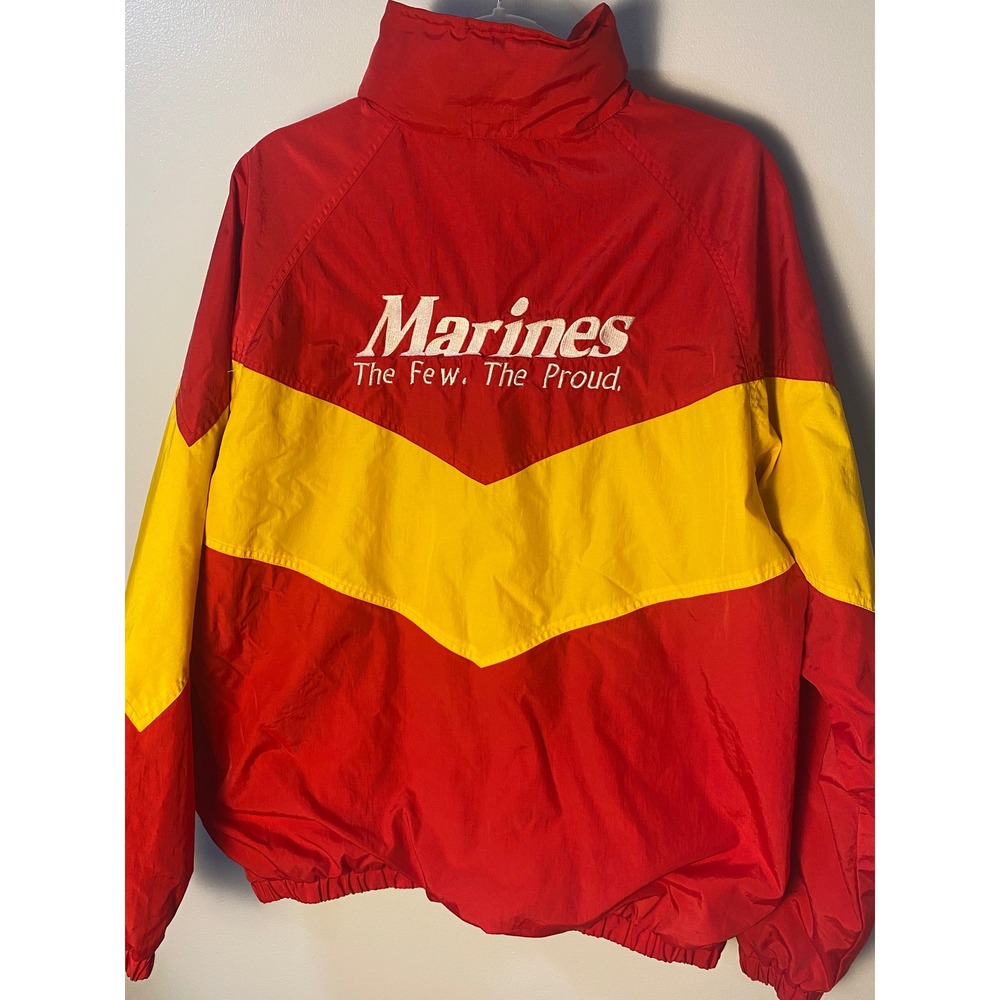 Marines Corps Lined Full Zip Hooded Windbreaker Water Resistant Jacket Size XL - Picture 2 of 6